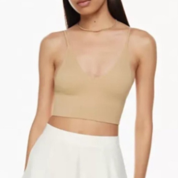 Sunday Best Ribbed Seamless Longline Bra Top Medium Beige Size Small - Picture 1 of 6